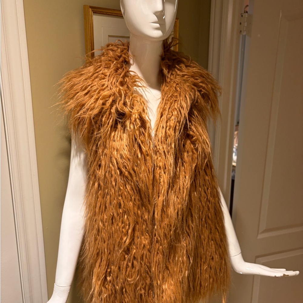 Guess Faux Fur Vest in Warm Tan